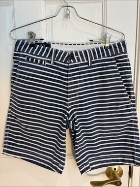 1901 Navy and White Striped Flat-Front Men's Shorts